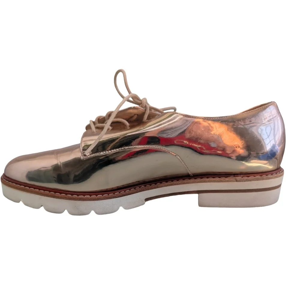 Stuart Weitzman Metro Metallic Oxford Platform Shoe 8.5